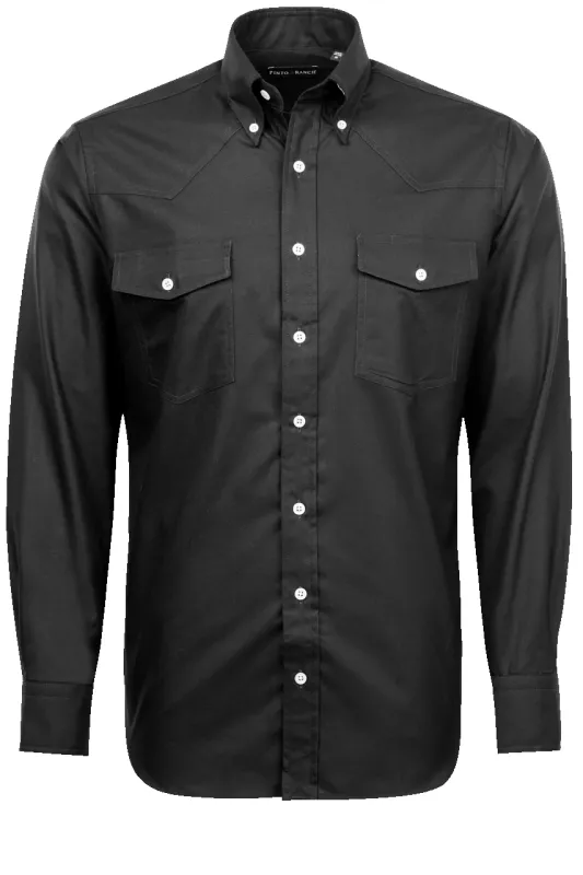Pinto Ranch YY Collection Oxford Button-Front Shirt - Black sold by Pinto Ranch