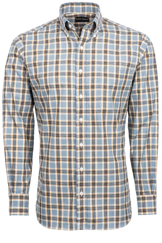 Pinto Ranch YY Collection Button-Front Sport Shirt - Blue made by Pinto Ranch