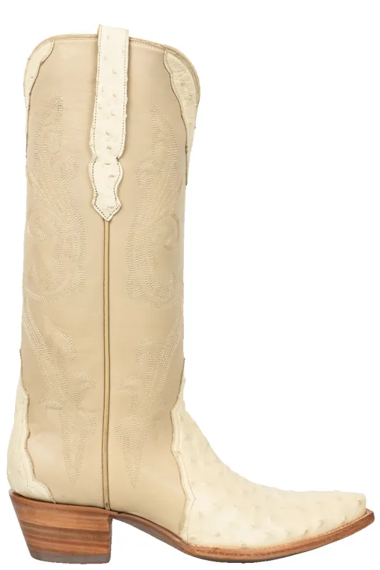 Stallion Full Quill Ostrich Gallegos Cowgirl Boots - Cream sold by Pinto Ranch