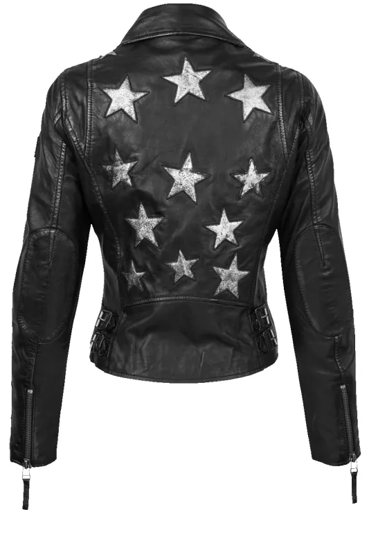 Mauritius Christy Black & Silver Lamb Leather Jacket sold by Pinto Ranch