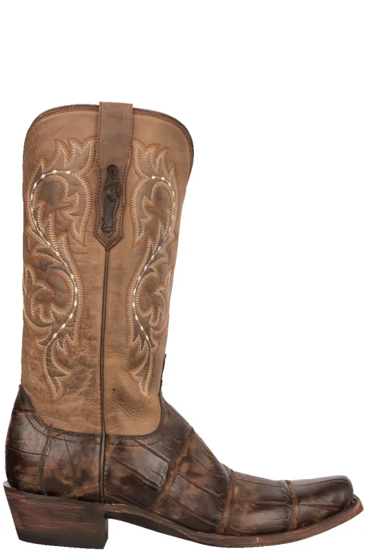 Lucchese Giant American Alligator Burke Cowboy Boots - Brown made by Lucchese
