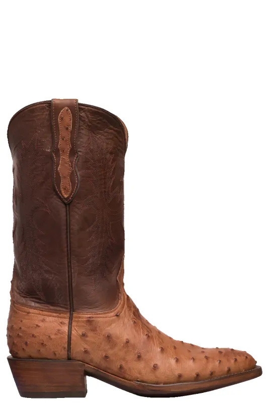 Black Jack Burnished Full Quill Ostrich Cowboy Boots - Cigar sold by Pinto Ranch