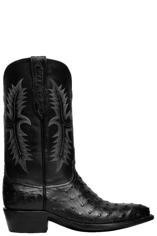 Black Jack Full Quill Ostrich Cowboy Boots - Black sold by Pinto Ranch