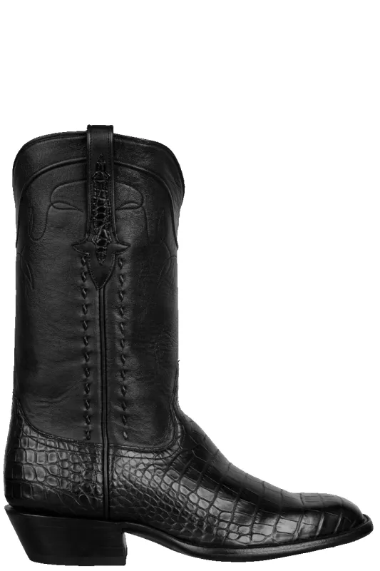 Stallion American Alligator Cowboy Boots - Black sold by Pinto Ranch