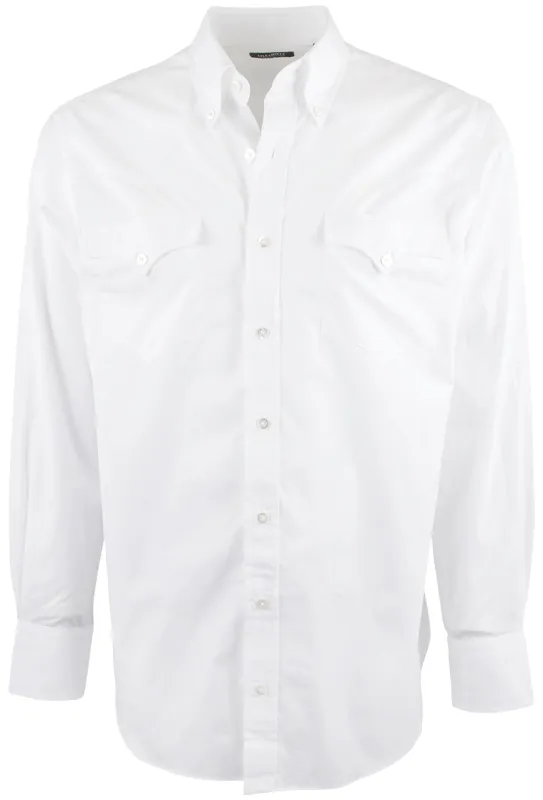 Lyle Lovett for Hamilton Poplin Button-Front Shirt - Solid White sold by Pinto Ranch