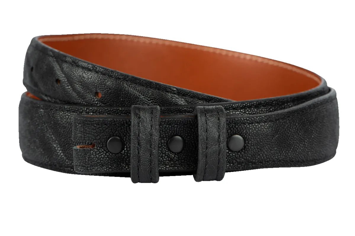 Chacon 1.25" Elephant Tapered Belt Strap - Black sold by Pinto Ranch