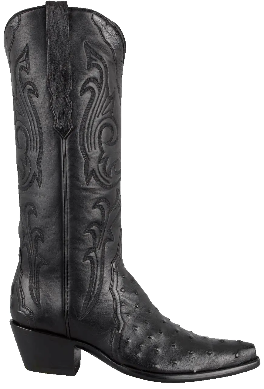 Stallion Full Quill Ostrich Gallegos Cowgirl Boots - Black sold by Pinto Ranch