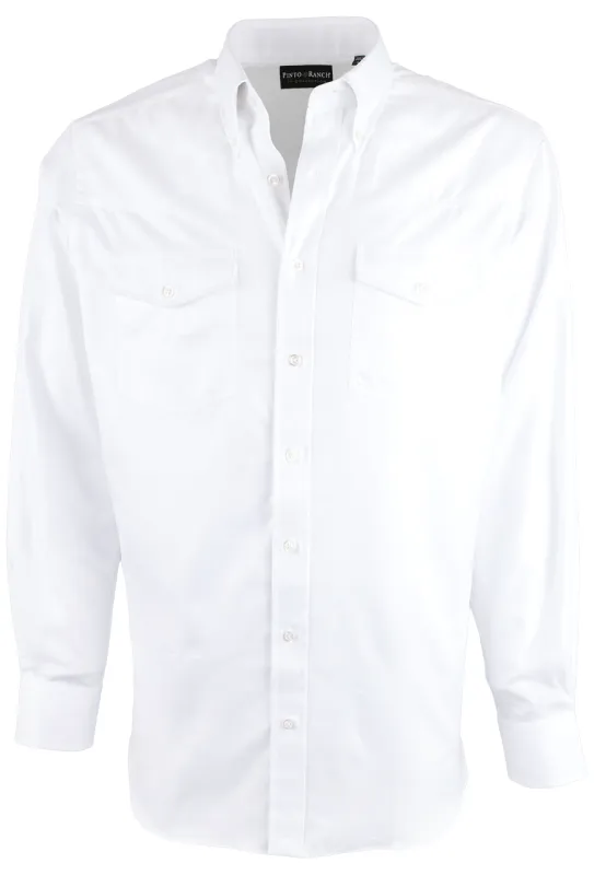 Pinto Ranch YY Collection Herringbone Button-Front Shirt - White sold by Pinto Ranch