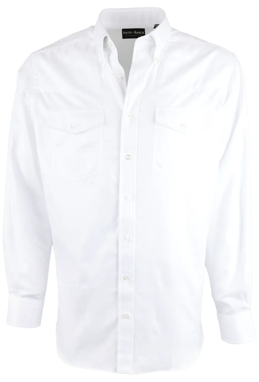 Pinto Ranch YY Collection Herringbone Button-Front Shirt - White sold by Pinto Ranch