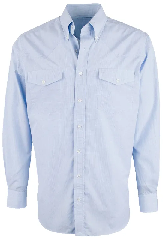Pinto Ranch YY Collection Micro Check Button-Front Shirt - Blue sold by Pinto Ranch