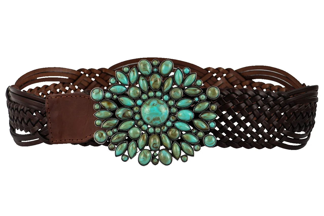 Double D Ranch Braided Leather & Turquoise Stone Belt sold by Pinto Ranch product image thumbnail 3