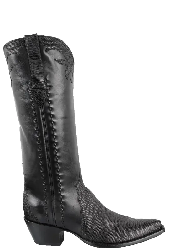 Stallion Lizard Gallegos Cowgirl Boots - Black made by Pinto Ranch