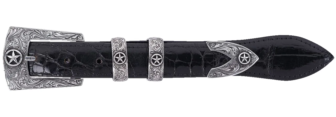 Chacon Engraved Star 1" Buckle Set sold by Pinto Ranch