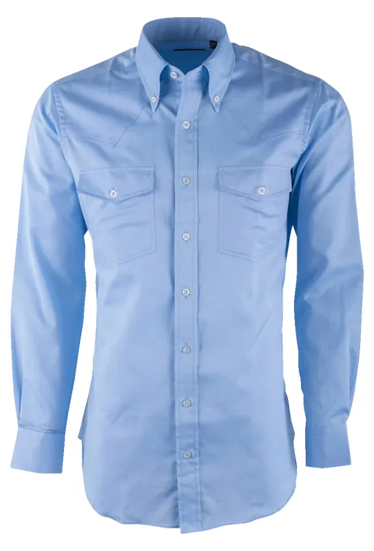 Pinto Ranch YY Pique Button-Front Shirt - Solid Blue sold by Pinto Ranch