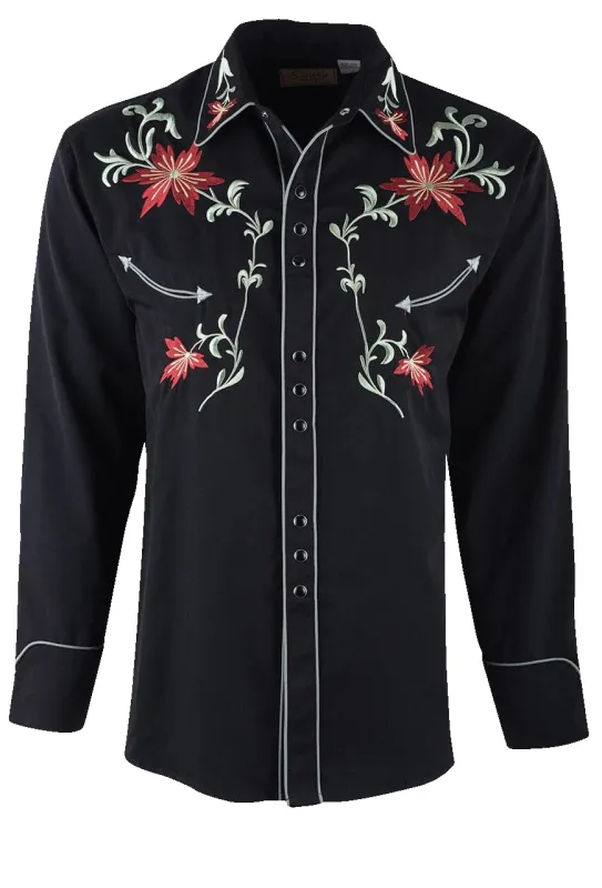 Scully Vintage Floral Pearl Snap Shirt - Black sold by Pinto Ranch