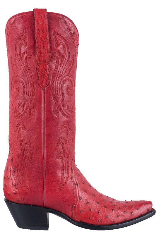 Stallion Full Quill Ostrich Gallegos Cowgirl Boots - Red sold by Pinto Ranch