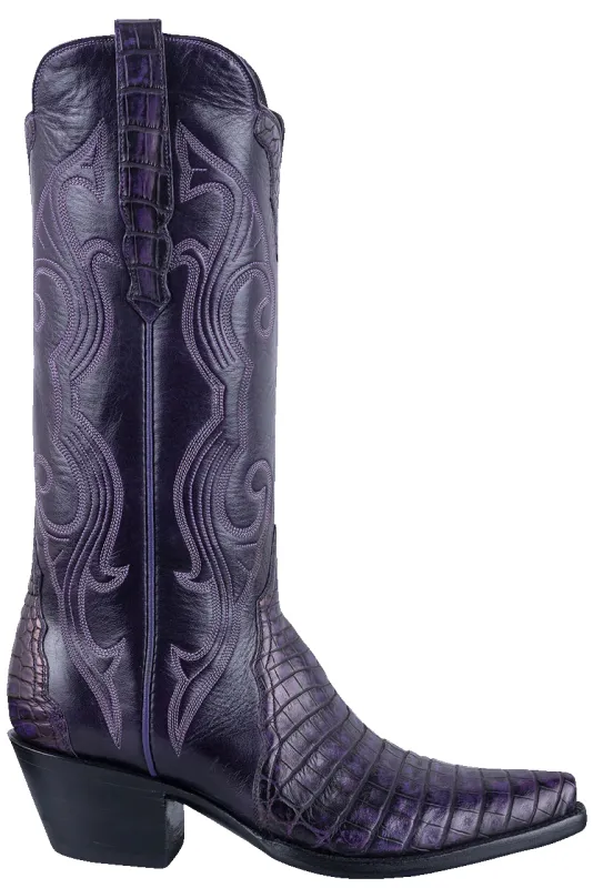 Stallion Caiman & Italian Calf Gallegos Cowgirl Boots - Purple sold by Pinto Ranch
