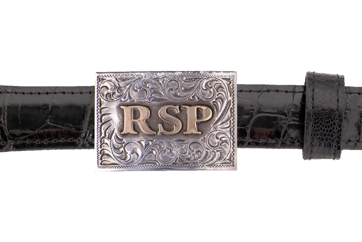 Pinto Ranch 1" Sterling Silver & 14K Gold Personalized Trophy Buckle sold by Pinto Ranch