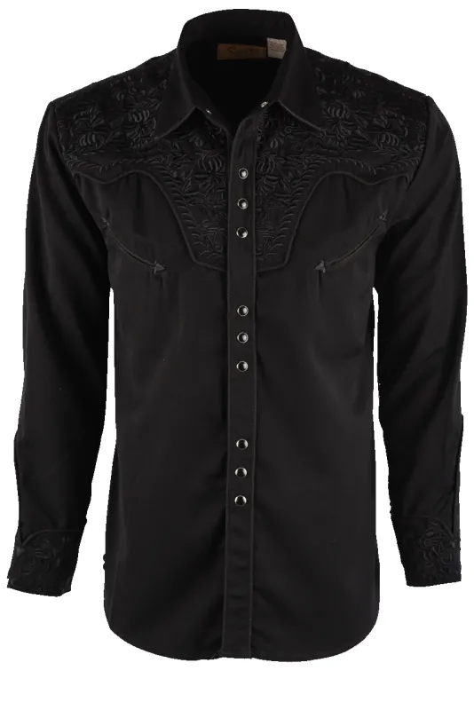 Scully Gunfighter Western Pearl Snap Shirt - Jet Black sold by Pinto Ranch