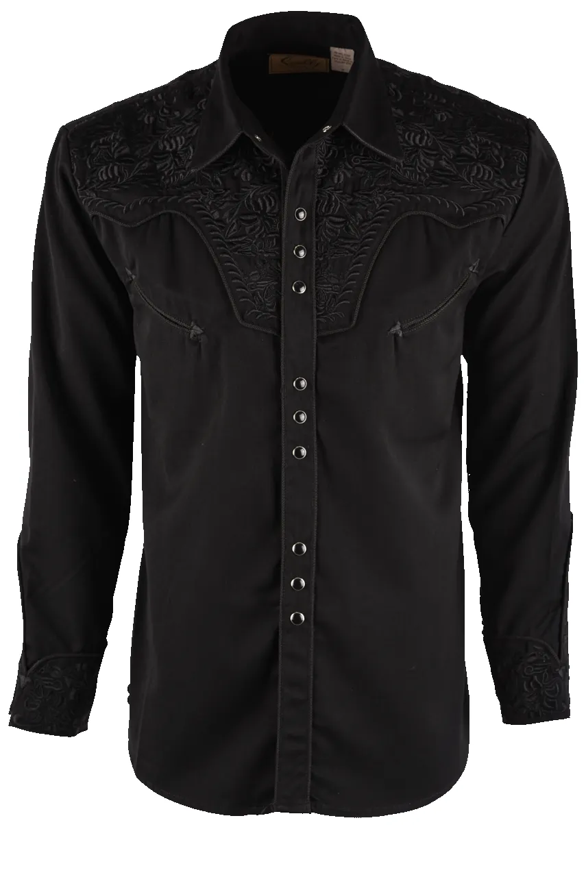 Scully Gunfighter Western Pearl Snap Shirt - Jet Black sold by Pinto Ranch