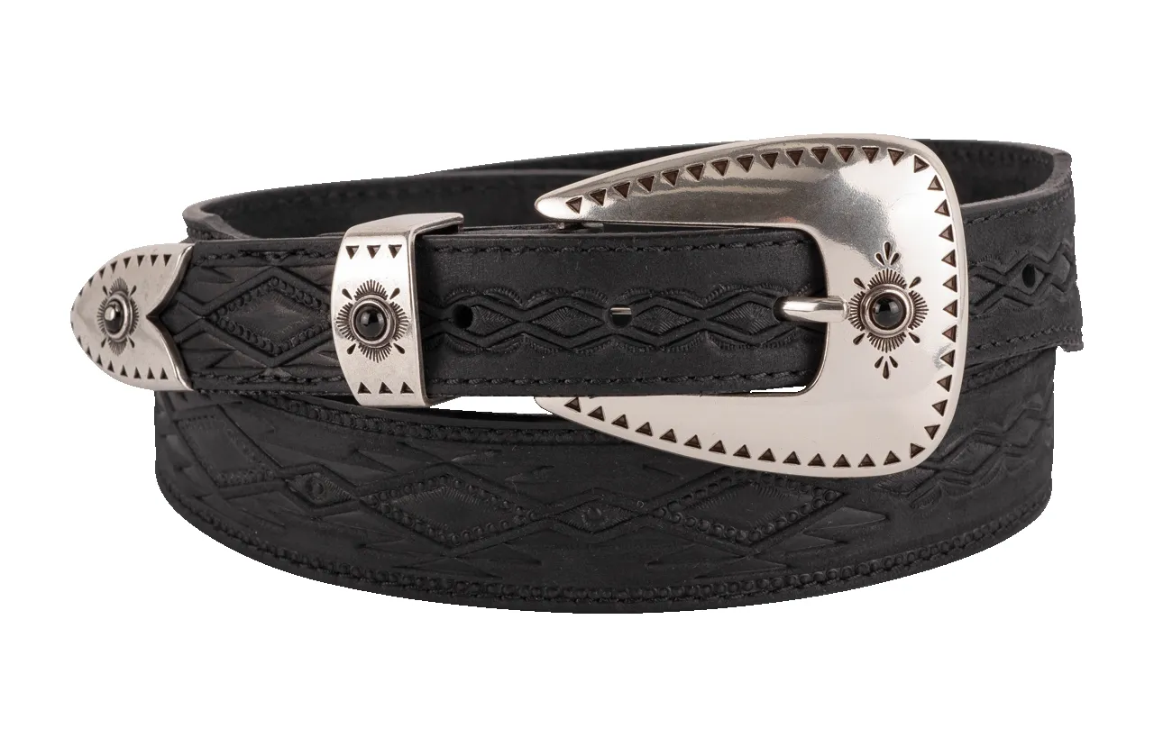 Tony Lama Dakota Black Embossed Belt sold by Pinto Ranch