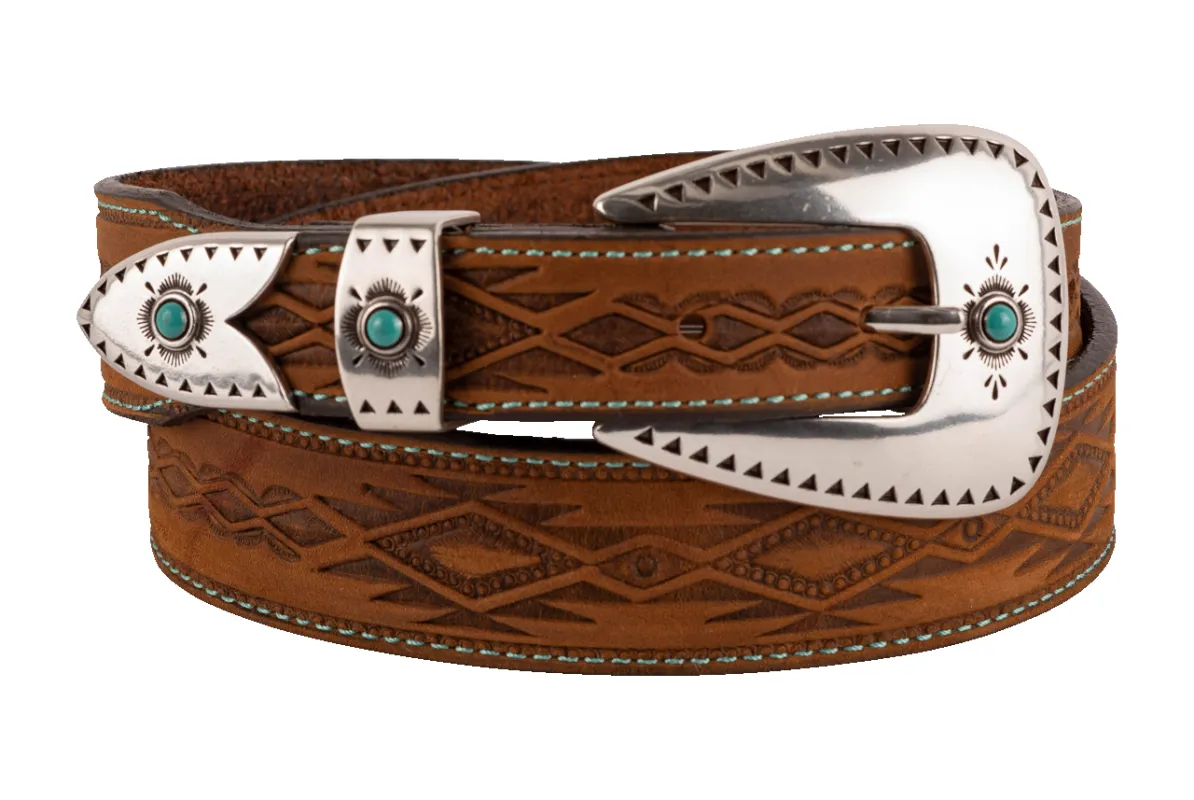 Tony Lama Dakota Brown Embossed Belt sold by Pinto Ranch