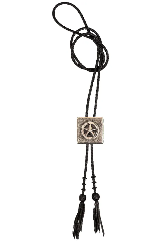 Silver King Texas Ranger Star Square Bolo Tie sold by Pinto Ranch