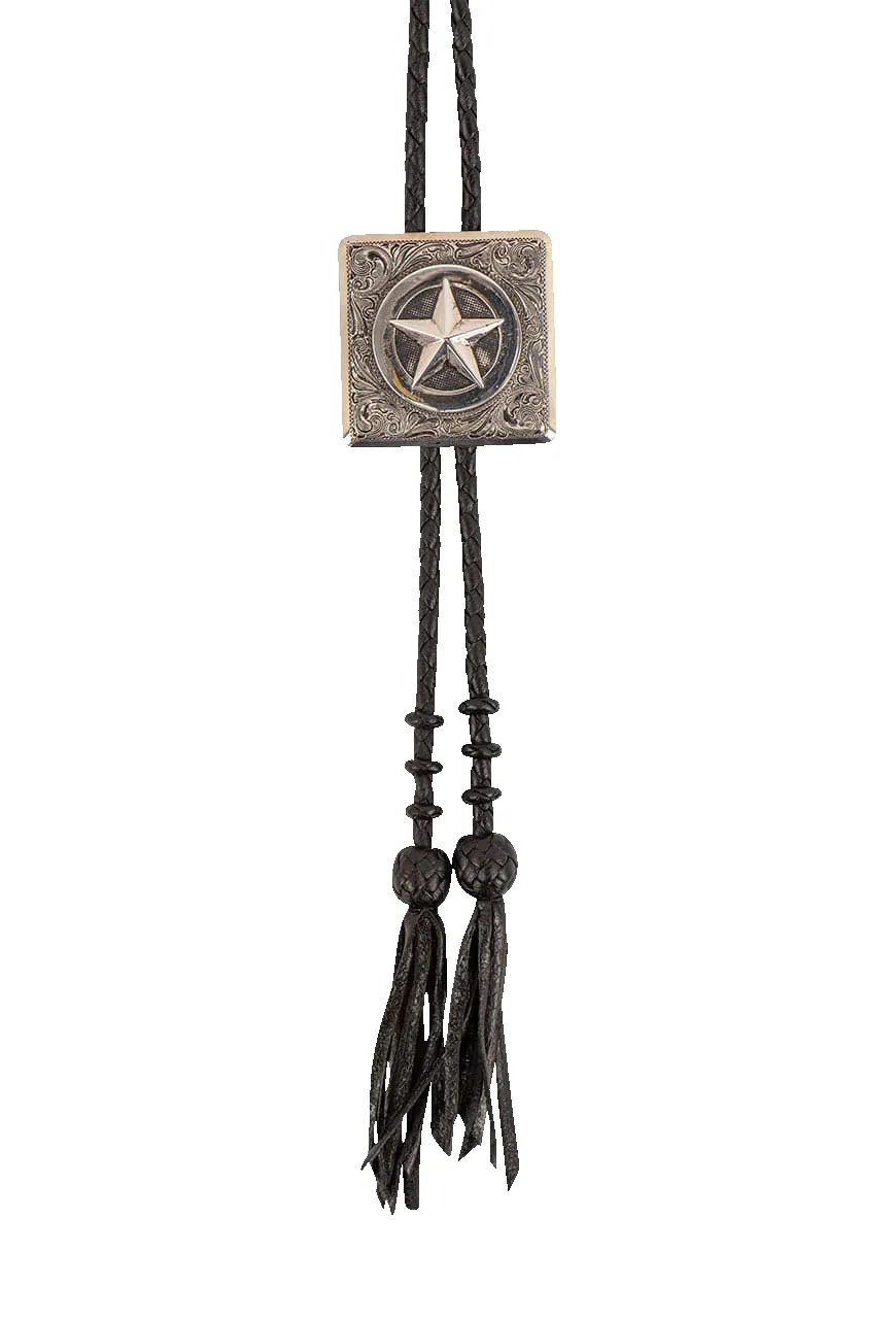 Silver King Texas Ranger Star Square Bolo Tie sold by Pinto Ranch product image thumbnail 2
