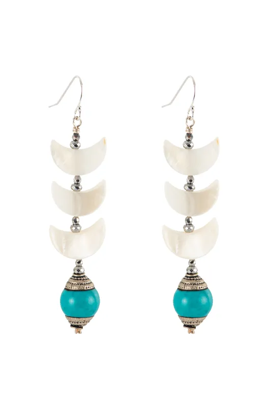 Breathe Deep Turquoise Moon Earrings sold by Pinto Ranch