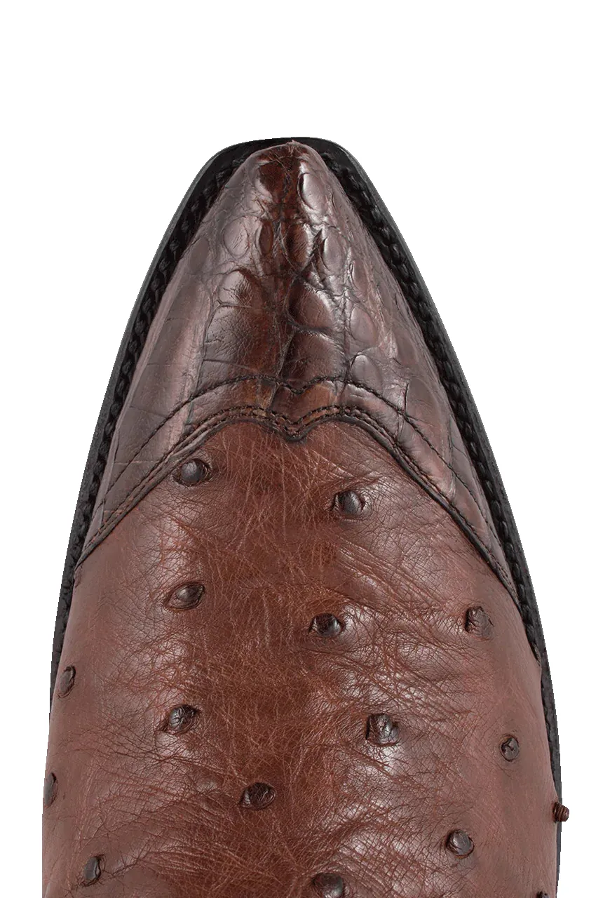 Stallion Ostrich & Caiman Zorro Ankle Boots - Tobacco sold by Pinto Ranch product image thumbnail 5