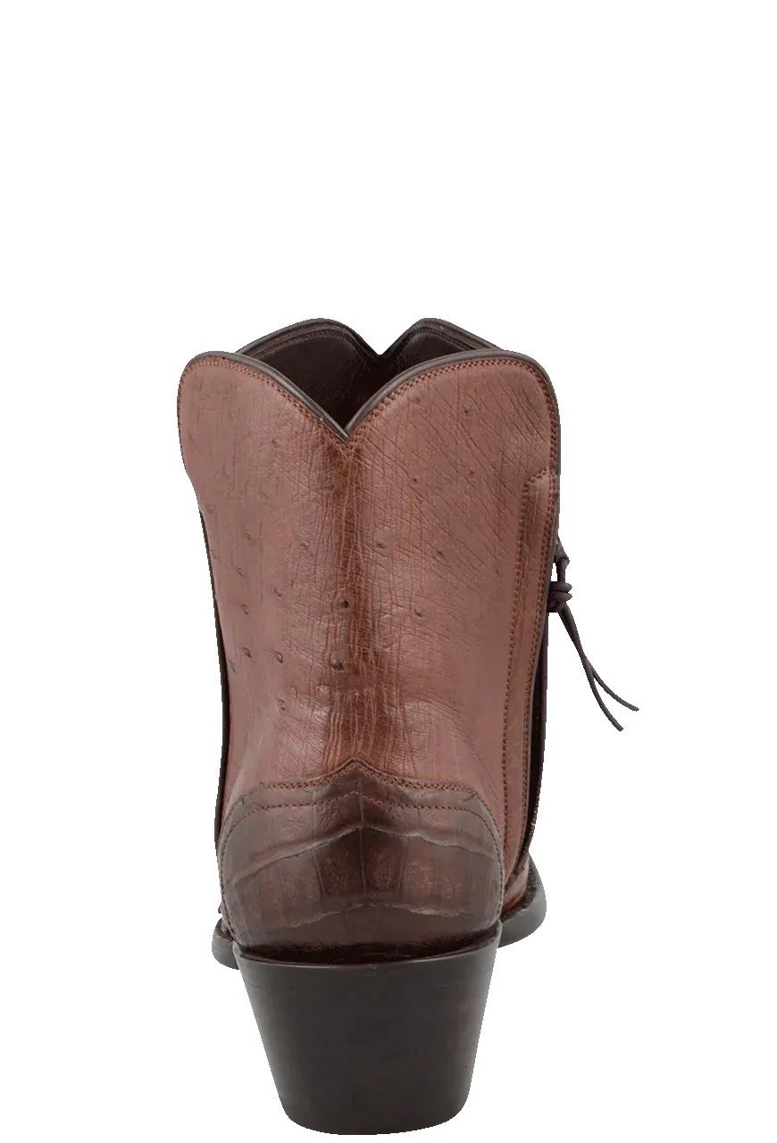 Stallion Ostrich & Caiman Zorro Ankle Boots - Tobacco sold by Pinto Ranch product image thumbnail 3