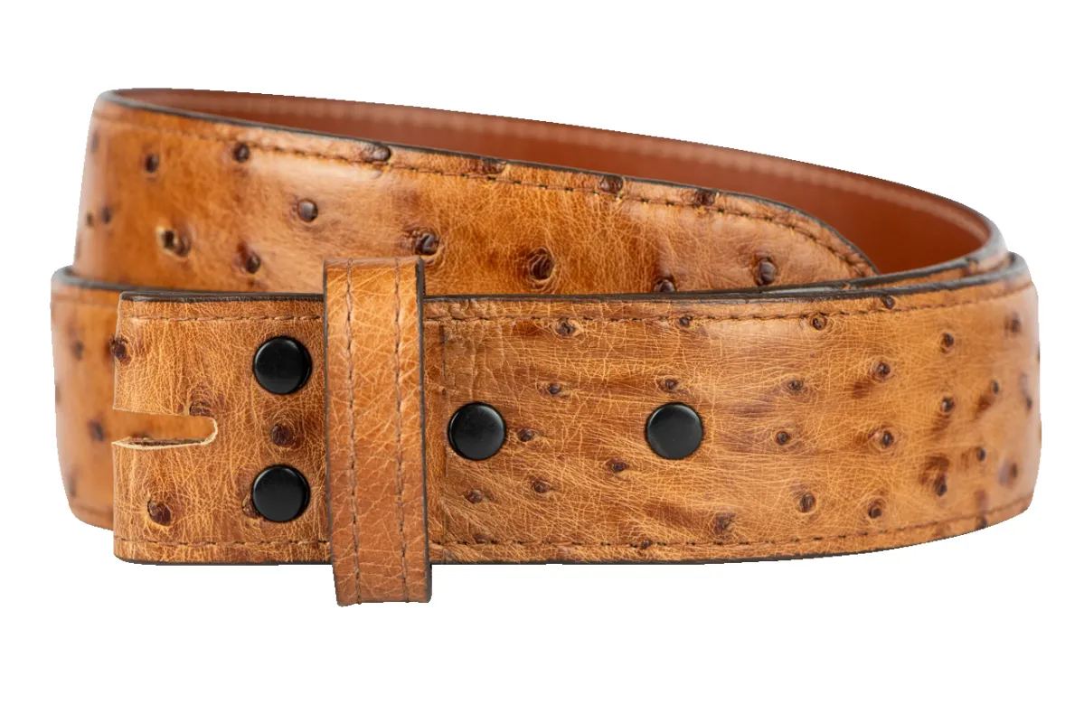 Chacon 1.5" Full-Quill Ostrich Straight Belt Strap sold by Pinto Ranch