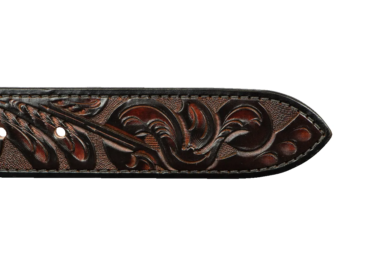 Chacon 1.5" Western Tooled Straight Belt Strap - Brown sold by Pinto Ranch product image thumbnail 3