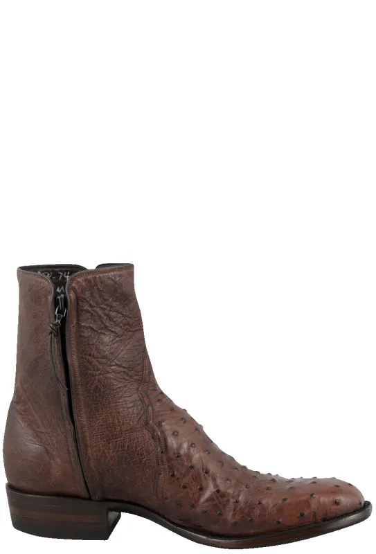 Stallion Full Quill Ostrich Zorro Ankle Boots - Antique Saddle sold by Pinto Ranch