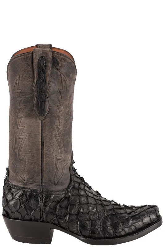 Black Jack Exclusive Pirarucu Cowboy Boots - Black sold by Pinto Ranch