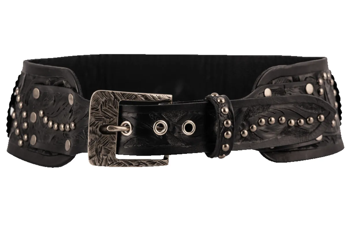 Juan Antonio Studded Black Belt sold by Pinto Ranch