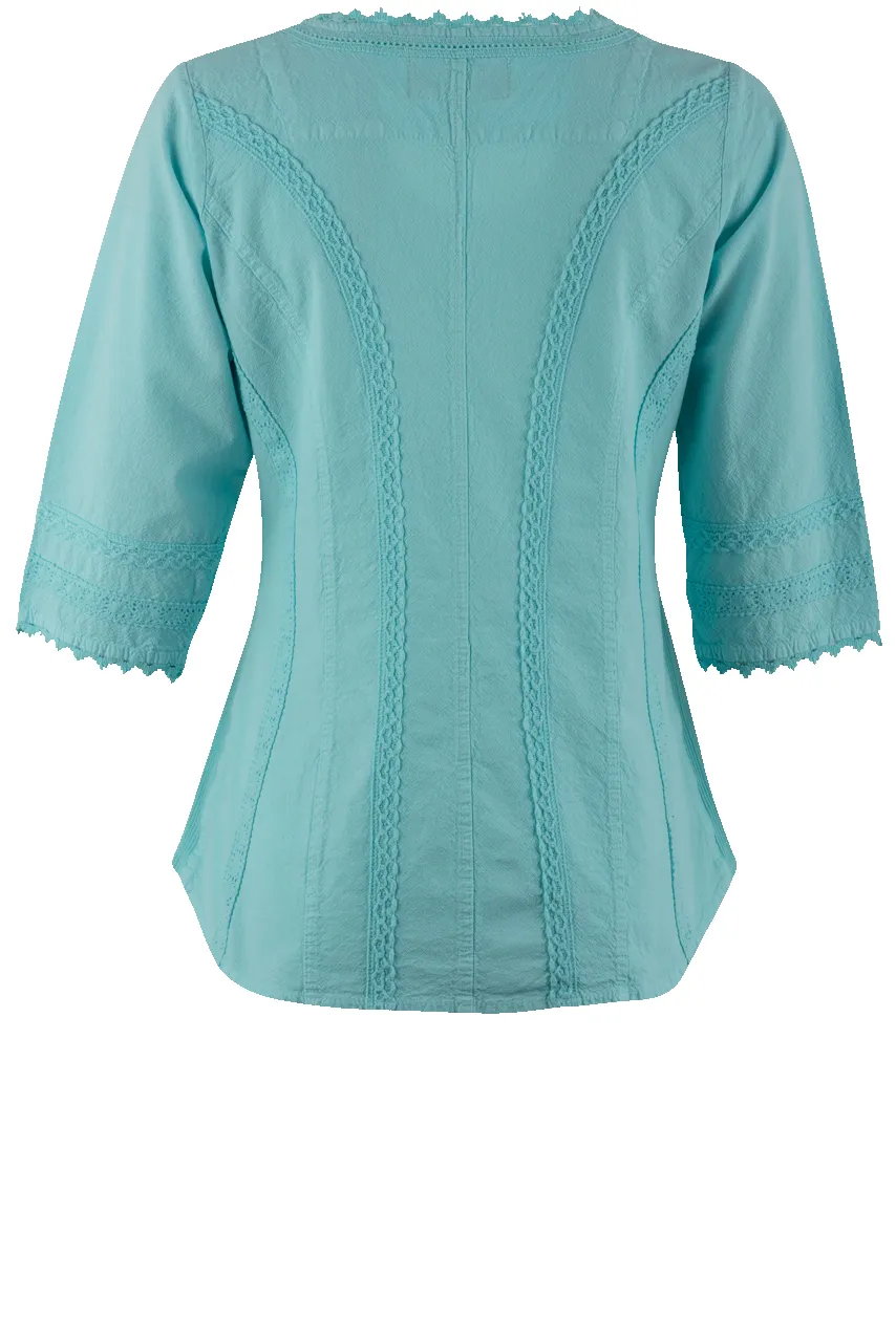 Inca Cottons 3/4 Sleeve Crochet Top sold by Pinto Ranch product image thumbnail 5