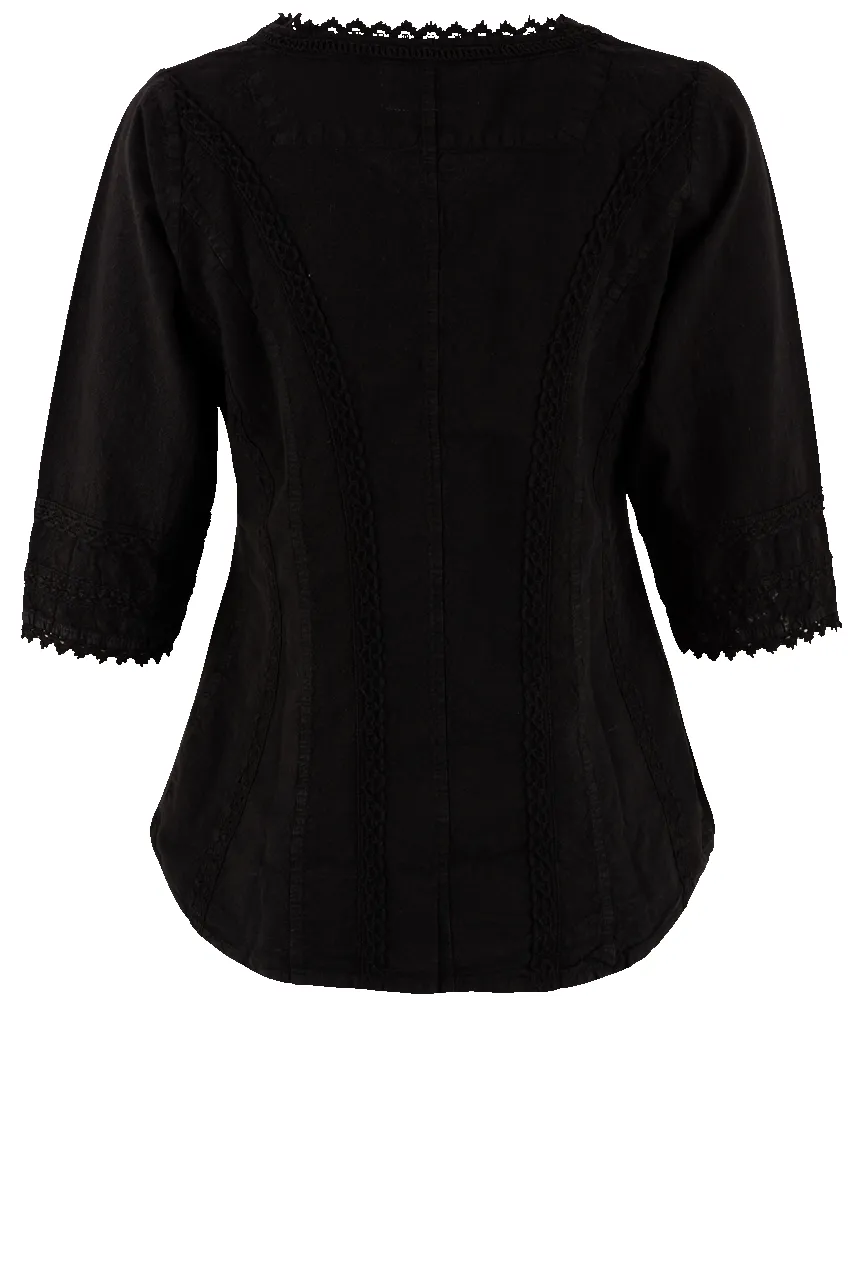 Inca Cottons 3/4 Sleeve Crochet Top sold by Pinto Ranch product image thumbnail 2