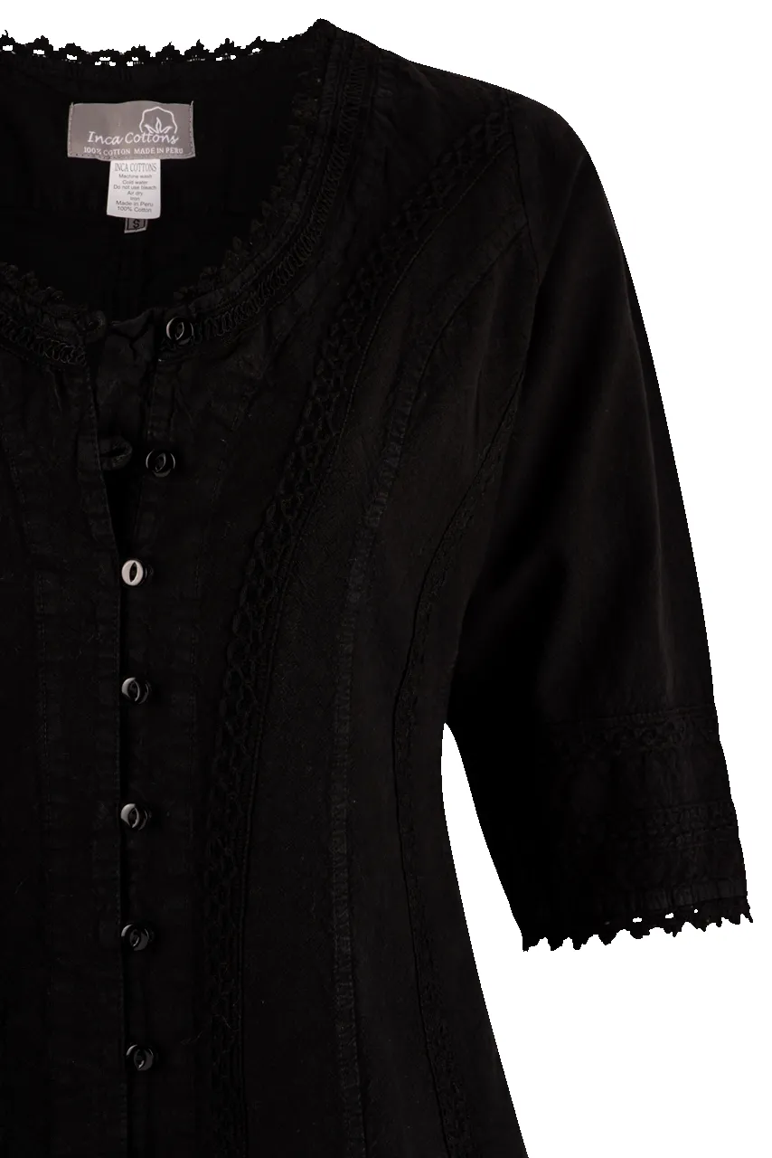 Inca Cottons 3/4 Sleeve Crochet Top sold by Pinto Ranch product image thumbnail 3