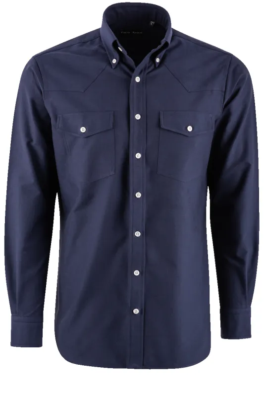 Pinto Ranch YY Collection Oxford Button-Front Shirt - Navy sold by Pinto Ranch