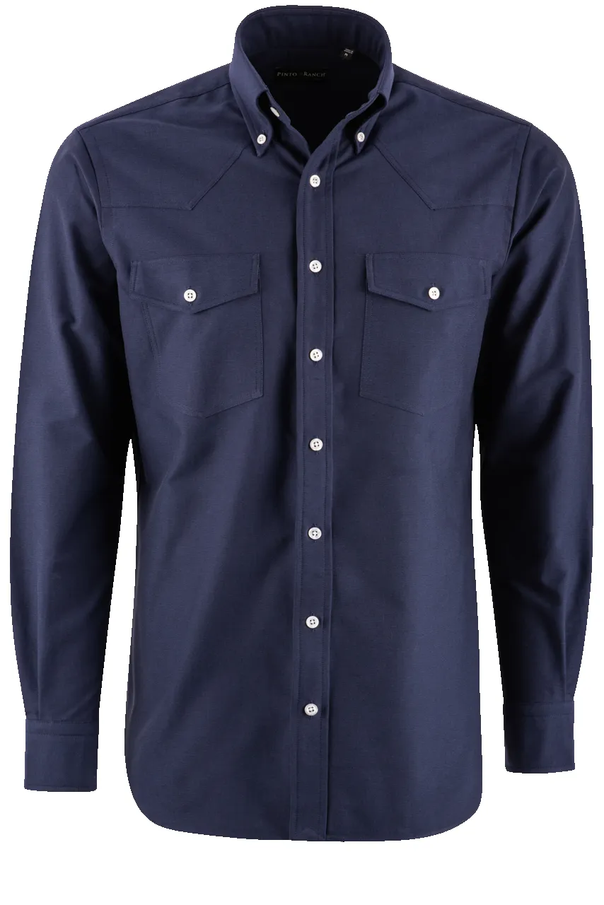 Pinto Ranch YY Collection Oxford Button-Front Shirt - Navy sold by Pinto Ranch