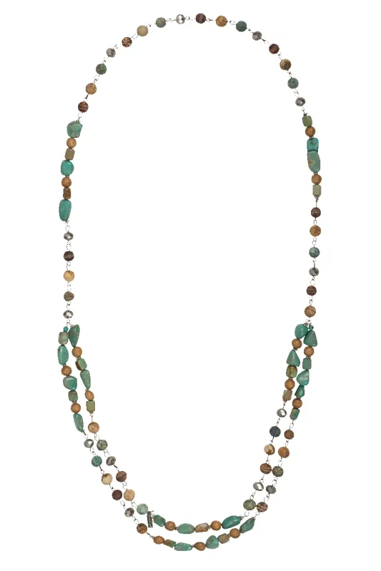 Paige Wallace Turquoise & Jasper Chain Necklace sold by Pinto Ranch