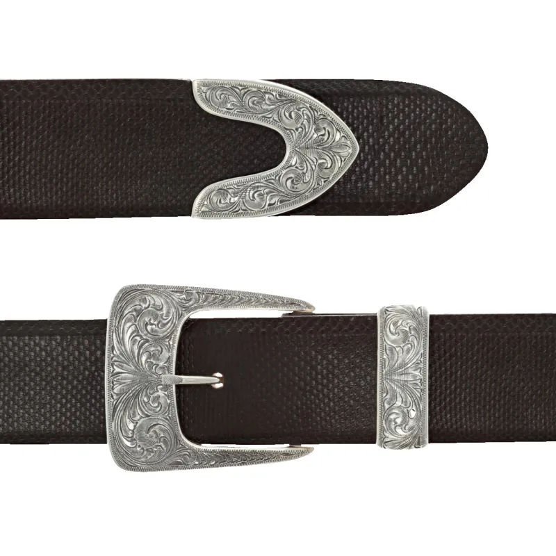 Clint Orms 1.5" Engraved Silver Buckle Set sold by Pinto Ranch