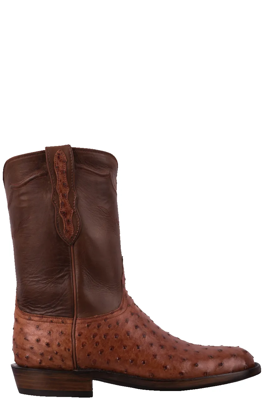 Black Jack Full Quill Ostrich Roper Boots - Cognac sold by Pinto Ranch