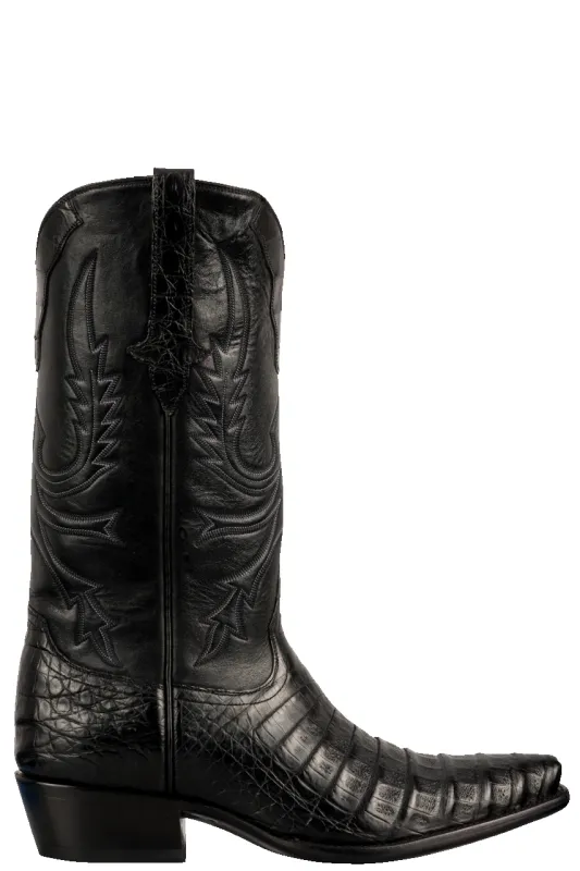 Stallion Caiman Crocodile Cowboy Boots - Solid Black sold by Pinto Ranch