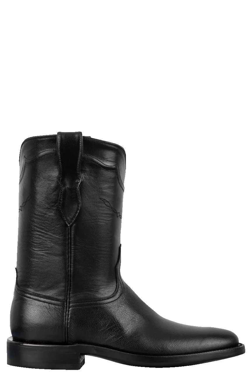 Black Jack Men's Goat Skin Roper Boots - Black sold by Pinto Ranch