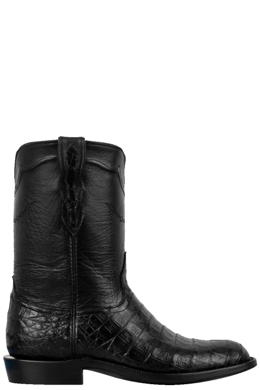 Black Jack Caiman Belly Roper Boots - Black sold by Pinto Ranch