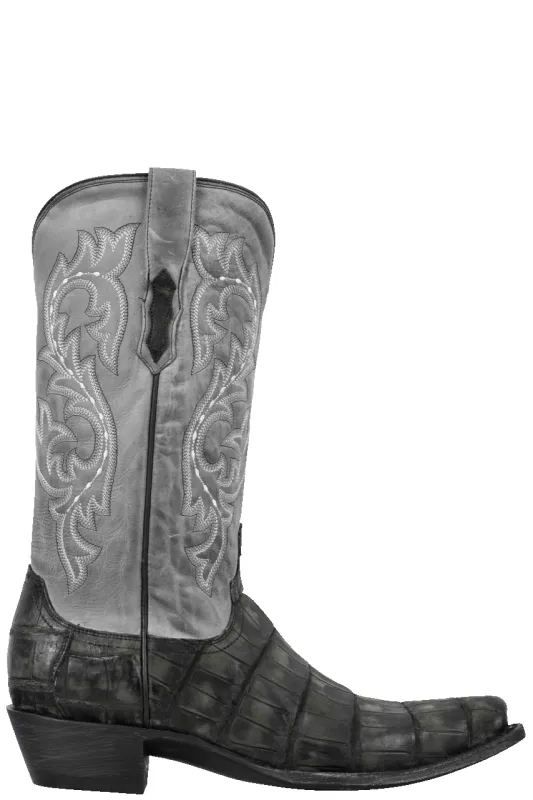 Lucchese Wild Alligator Burke Cowboy Boots - Black sold by Pinto Ranch