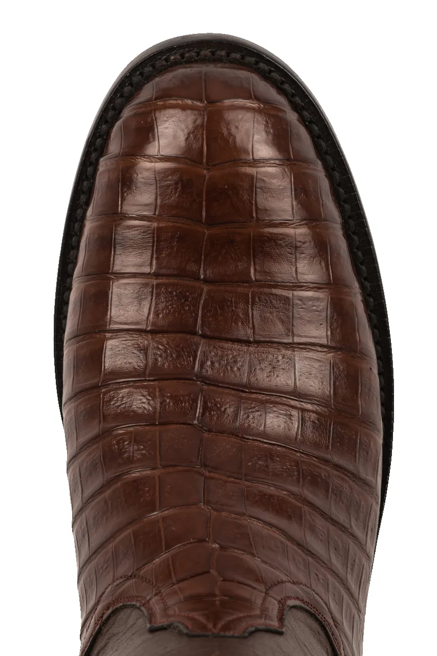 Black Jack Caiman Belly Roper Boots - Dark Cognac sold by Pinto Ranch product image thumbnail 4