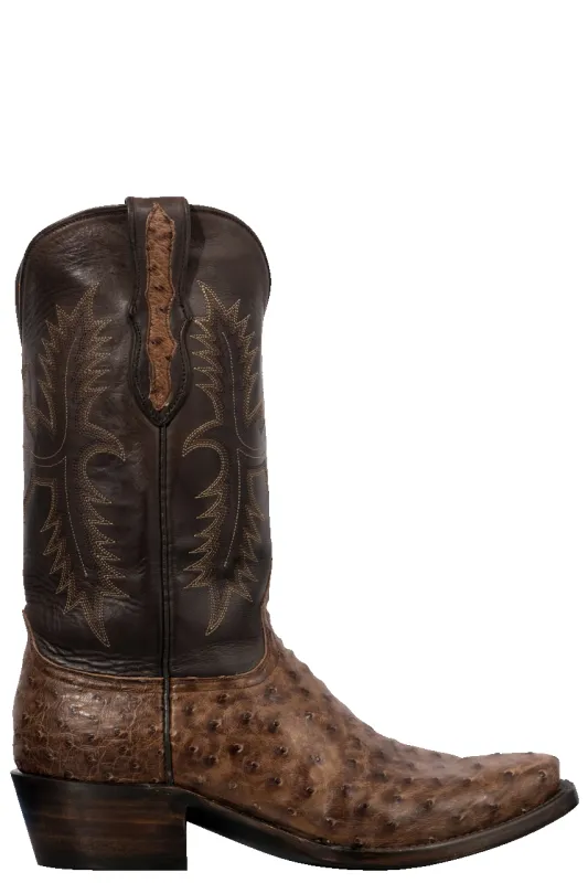 Black Jack Kango Bruciato Full Quill Ostrich Cowboy Boots - Chocolate sold by Pinto Ranch